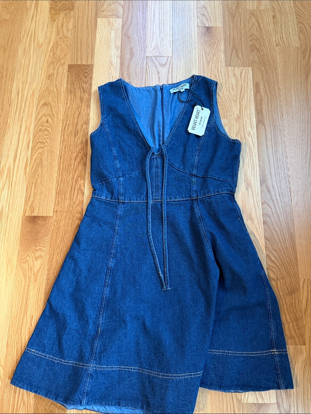 Velvet Heart Blue Denim Tie-Front Mini Dress